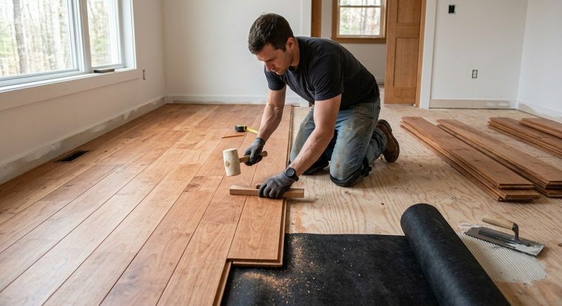 Cherry Floor Installation in Blue Ridge, TX